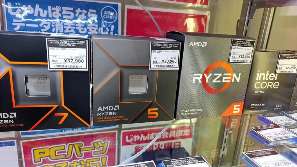Ryzen CPUとインテルCPUの実物画像