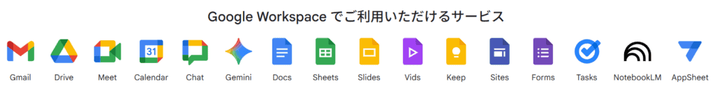 Google Workspaceで利用できるサービス一覧